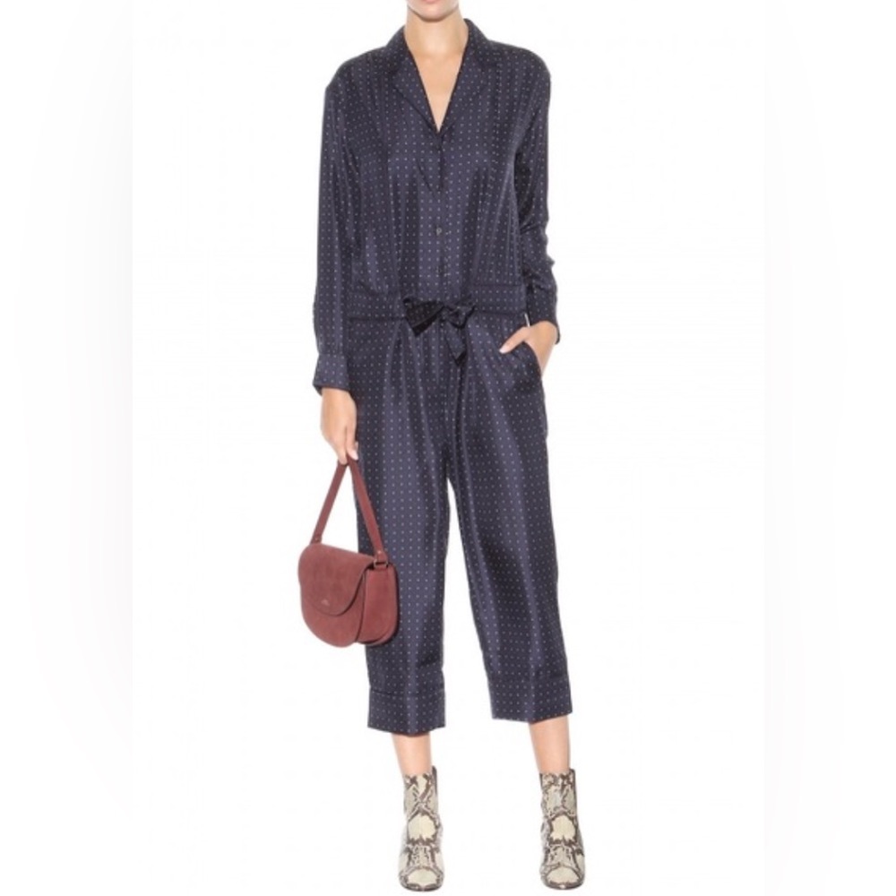 Rag & Bone Navy Polka Dot Silk Arthur Jumpsuit